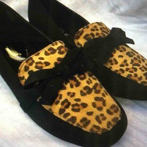 Mushroom Cheetah Print w/ Black Bow Loafers